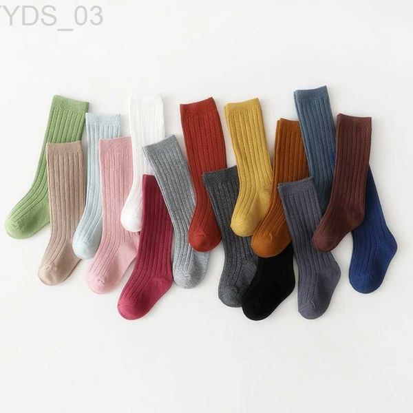 Kindersocken Neue Mode Solide Baby Jungen Mädchen Kniehohe Lange Socken Baumwolle Atmungsaktive Streifen Weiche Kinder Socke Kinder Schuluniform Socken YQ240314