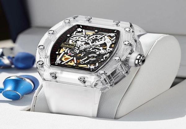 Binkada transparent Richard wasserdicht aushöhlen vollautomatische mechanische Uhr Männer039s Mode Weinfass Miller6216026