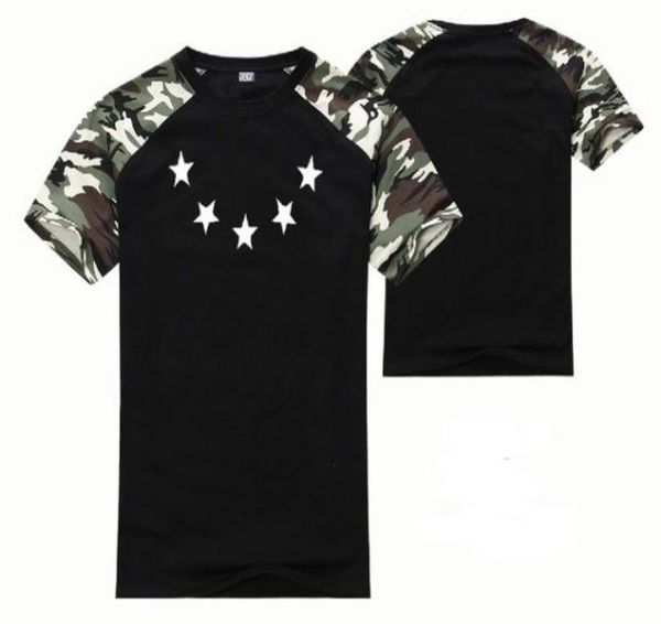 Mens novo verão camiseta estrelas hip hop marca rock swag rap patinação camisetas mulheres impressão roupas camuflagem mangas o pescoço5678112