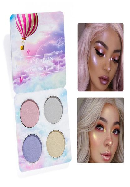 HANDAIYAN 4 colori Aurora Highlight Palette Sheer Luminoso Evidenziatore Viso Occhi Labbra Evidenziando Contorno Trucco in polvere compatta7094249