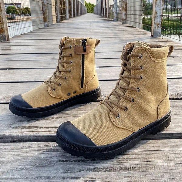 Casual Schuhe Zipper Männer Leinwand Stiefel High Top Plattform Dschungel Outdoor Wandern Für Mann 2024 Turnschuhe