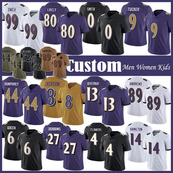 All'ingrosso 8 Lamar Jackson 4 Zay Flowers Football Jersey Derrick Henry Justin Tucker Roquan Smith Mark Andrews Kyle Hamilton Marlon Humphrey Isaiah probabilmente JK Dobbins