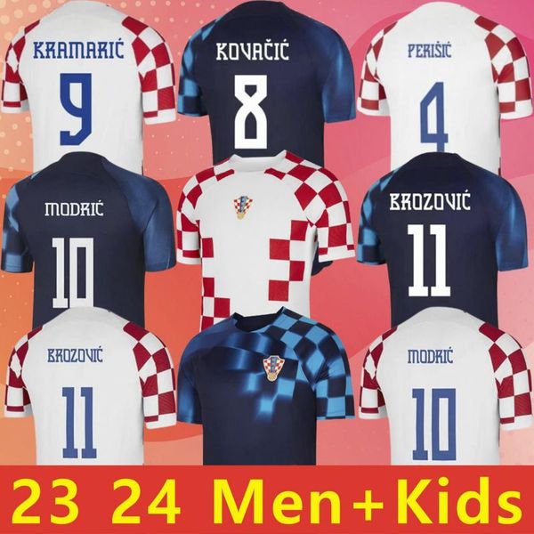 2023 2024 Croacia World Cup MODRIC Fußballtrikots Nationalmannschaft MANDZUKIC PERISIC 22 23 Kroatien Fußballtrikot KOVACIC Rakitic Kramaric Männer Kinder Kit Uniformen