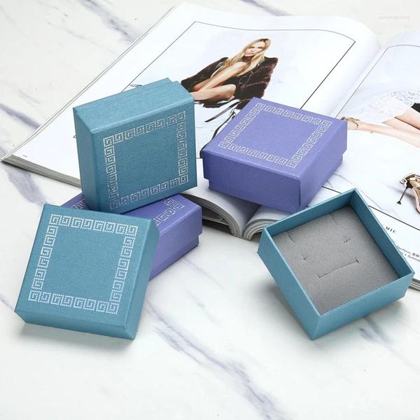 Bolsas de jóias luxo gaveta cinza caixa de presente embalagem de papel organizador de viagem com esponja dentro para brincos colar a granel