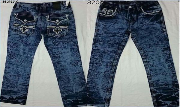 New Hip Hop Moda Mens Rock Revival Jeans Shorts Clássico Denim Calças Designers Calças Casuais Calças Retas Jean Mens Robin Biker Je4534159