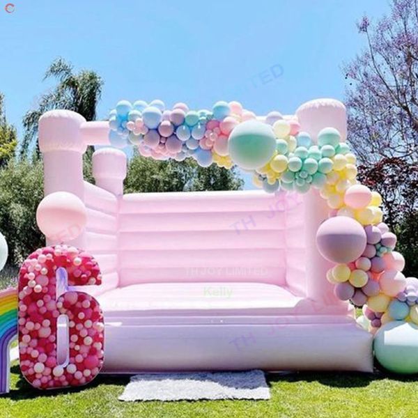 Бесплатная доставка, 4,5x4,5 м (15x15 футов), полный ПВХ для активного отдыха, белый надувной свадебный батут, воздушный прыгун, надувной замок для карнавальной вечеринки, готов в США