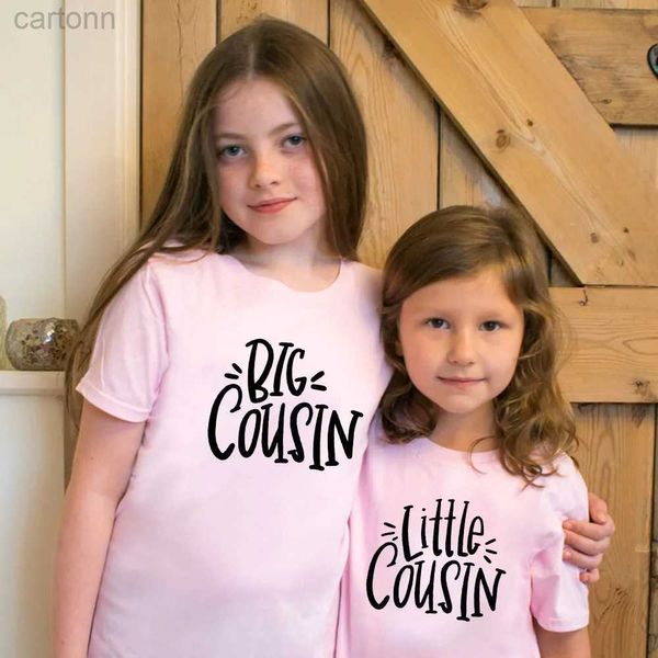 T-Shirts Big Little Cousin Print Kinder T-Shirt Familie Passende Geschwister Kleidung Mode Cousins T-Shirt Tops Casual Kinder Lustige T-Shirts ldd240314