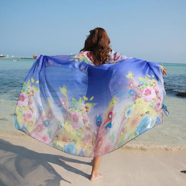 Sciarpe Piuma Sciarpa da donna Primavera Estate Ragazze Scialle Coperta da spiaggia Poncho Sciarpa di lusso Poncho e mantelle205W