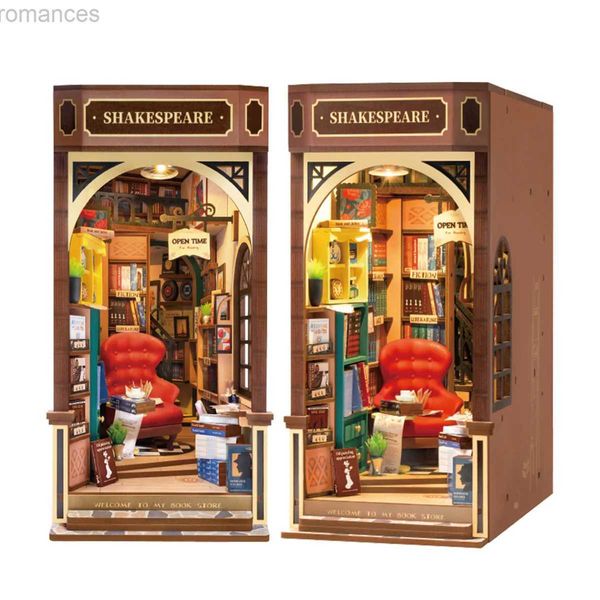 3D Puzzles Robotime Rolife DIY Book Nook Kits Livraria com Luzes Fácil Montar DIY Miniatura Incrível presente para Criança TGB07 240314