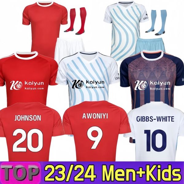2023 2024 GRABBAN Nottingham Futebol Jersey Johnson Surridge Homens Crianças Floresta Awoniyi AMEOBI MIGHTEN KROVINOVIC Zinckernagel LINGARD Camisa de futebol S-2XL