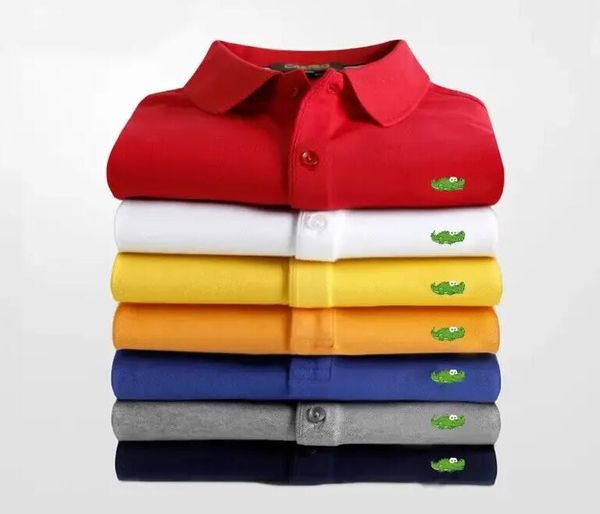 Alta qualidade de luxo homens camiseta designer polo camisas high street bordado crocodilo impressão roupas mens marca lacos polo camisa s-3xl 15 cores