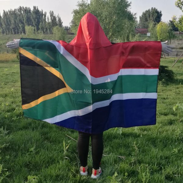 Aksesuarlar Güney Afrika Bayrak Cape Body Flag Banner 3x5ft 150x90cm Polyester Dünya Ülke Spor Hayranları Bayrak Cape, Ücretsiz Nakliye