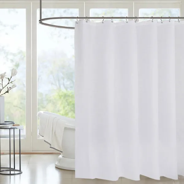Cortinas de chuveiro Cortina impermeável sólida com 12 ganchos Banheiro Poliéster Branco Puro Decoração Suave