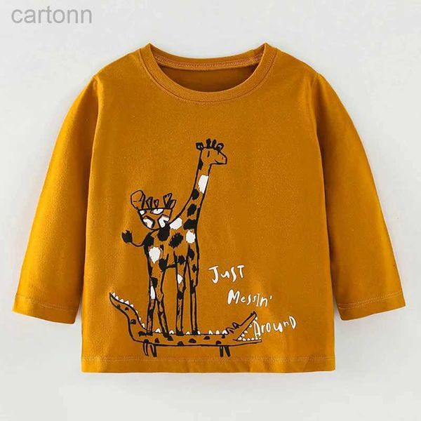 T-shirt T-shirt per ragazzi di marca 100% cotone pettinato Vestiti per neonati Manica lunga Abbigliamento per bambini Top Maglietta per bambini Babe Boys Tee Canottiera ldd240314