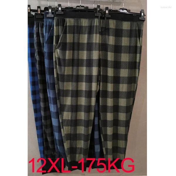 Pantaloni da uomo estivi di grandi dimensioni casual a quadri più stampa allentata con coulisse gamba larga 12XL 175 kg streetwear uomo