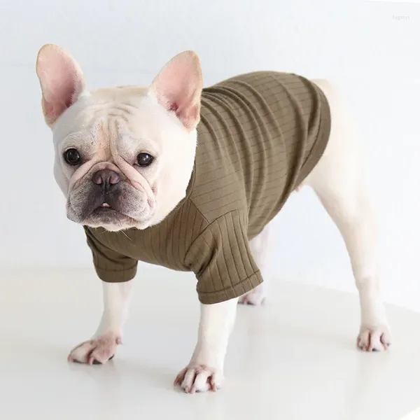 Hundebekleidung, geripptes Baumwoll-Bottom-Shirt für Herbst und Winter, wilde fette Kleidung, EST-Design, mehrfarbig, modisch