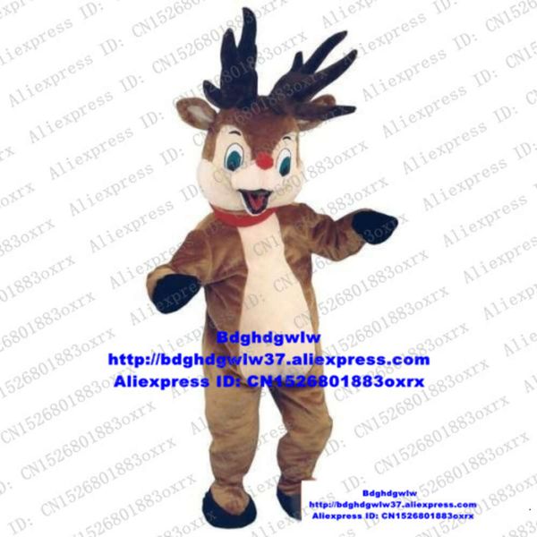 Trajes de mascote marrom Rudolph, o nariz vermelho rena veado mascote traje adulto personagem de desenho animado Allen adorável jubileu americano zx1572