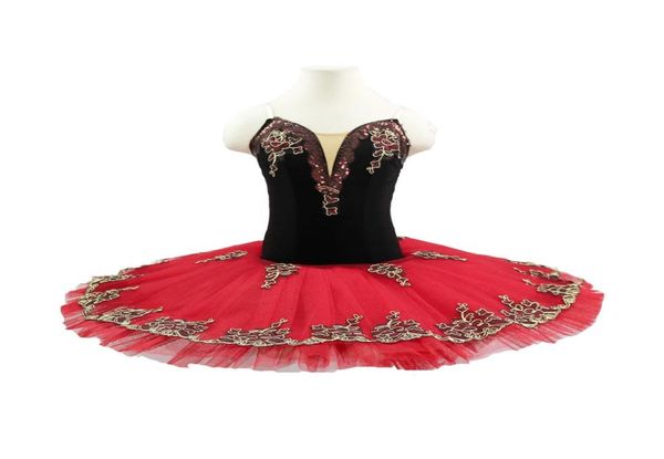 Espanhol vermelho preto profissional tutu ballet para meninas prática adulto trajes de balé vermelho tutu don quxote7500386