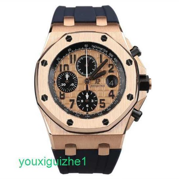 AP Watch Top Machinery Watch Royal Oak Série 26470 Automatic Machinery Mens 18k Rose Gold Material Calibre 42mm Watch