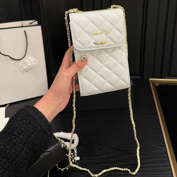 Yeni tasarımcı zincir telefon çantası kadınlar mini çanta lüks crossbody çanta kızlar omuz çantası klasik retro elmas ekose desen kapitone çanta kredi kartı çanta cüzdan