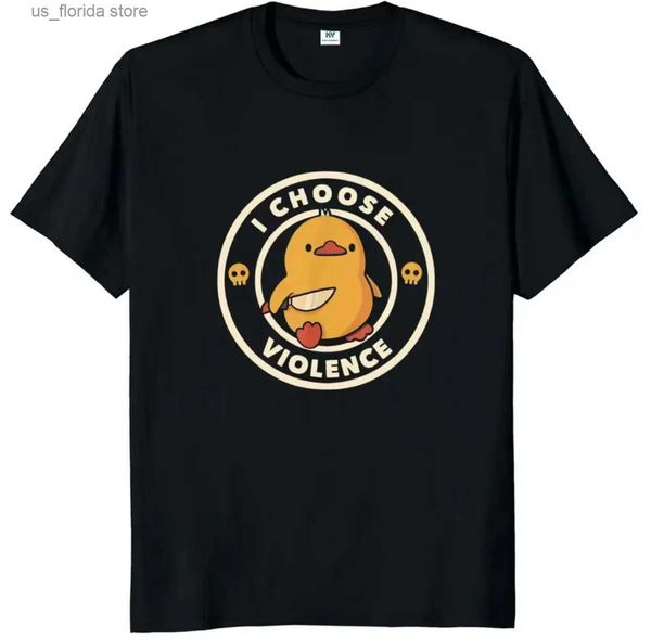 T-shirt da uomo I Choose Violence T Shirt Funny Duck Humor Slogan Strtwear Oversize Casual Cotton O-Collo T-shirt oversize Uomo Abbigliamento Y240314