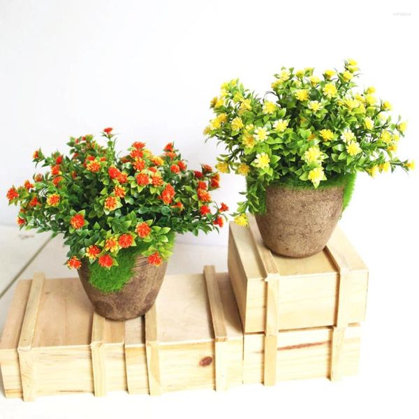 Flores decorativas plantas artificiais ao ar livre mini falso pote falso fazenda vaso varanda escritório decoração do banheiro