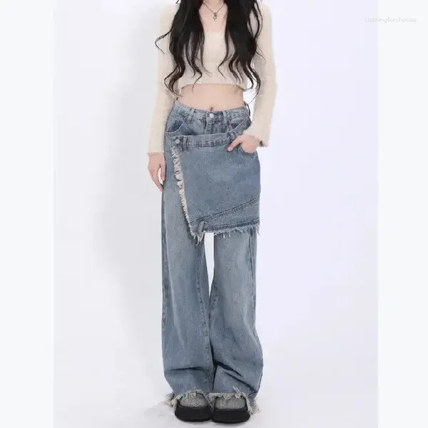 Jeans femininos mulheres 2024 primavera algodão comprimento total baixo vintage boot corte amaciante skinny assimétrico estilo euro-americano