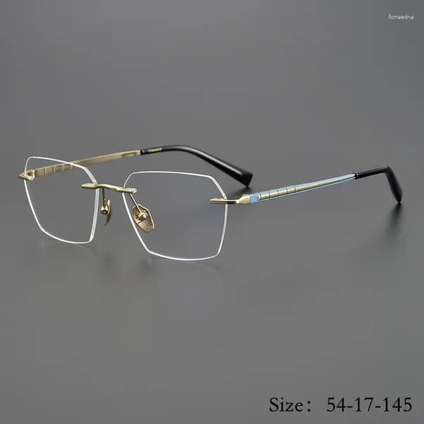 Montature per occhiali da sole 2024 Vintage Miopia Sfera Montatura per occhiali ottici Ultraleggero Aste in titanio Organo Design Senza montatura Retro Quadrato Alto