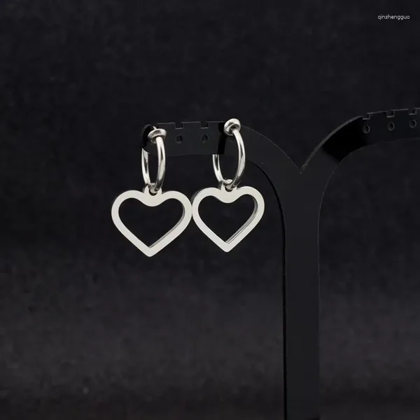 Orecchini pendenti Moda in acciaio inossidabile Mezza luna Stud Amore Cuore Ciondolo Clip per orecchio per donne Ragazze Gioielli Regali per feste di Natale