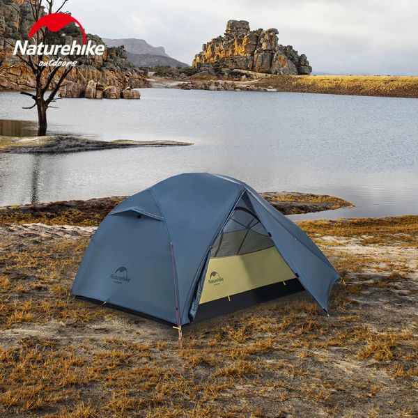 Abrigos Naturehike Ultralight 15D atualizado Star River Barraca de acampamento 2 pessoas 4 temporada 15D barraca de silicone com pegada