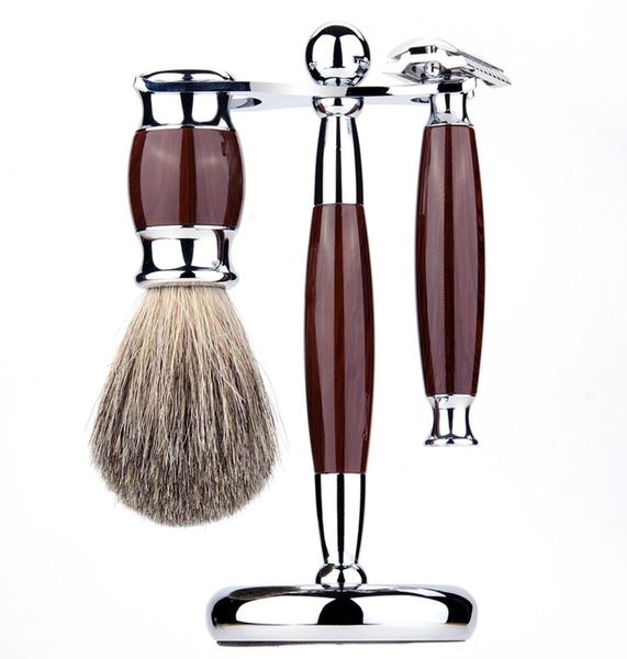 Men039s Rasoi vintage in resina set spazzola per barba in lega metallica peli di tasso pennelli per il viso domestici Strumenti per barbiere da barba Nessuna lama 00877524123