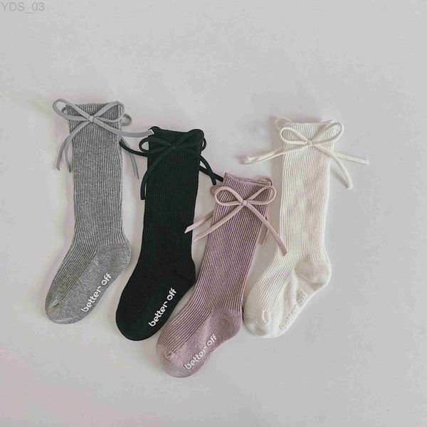 Calzini per bambini nuovi calzini per bambini Bows Girls Knee High High Socks Non slittata per bambini piccoli calzini a tubo lunghi per bambini Principesse calzino di alta qualità YQ240314