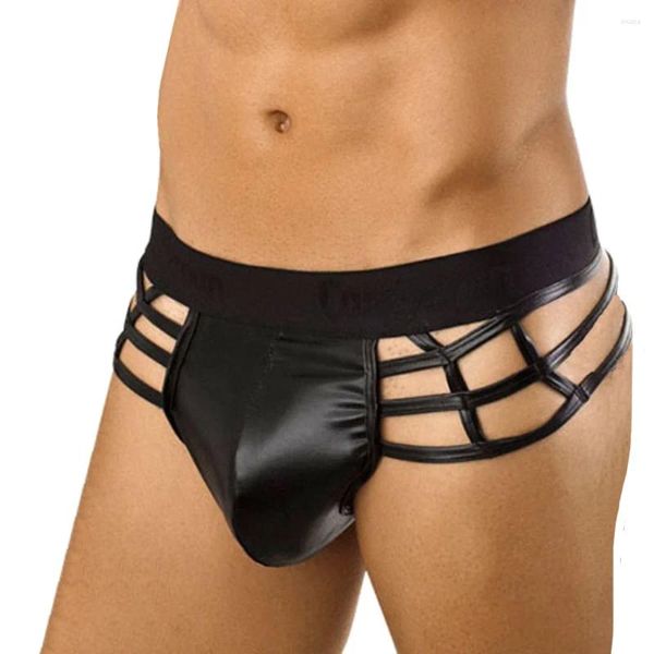 Mutande Intimo sexy Uomo Ecopelle Aperto BuGay Slip Uomo G-String T-back Pouch U Convesso Gay Slip Homme