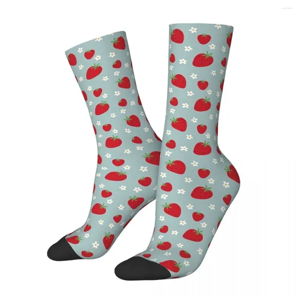 Herrensocken Happy Funny Kompression Sommer Erdbeeren Vintage Harajuku Obst Party Hip Hop Neuheit Muster Crew Crazy Sock