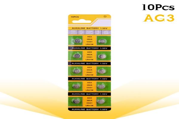 10pcscard AG3 para brinquedos de relógio remoto SR41 192 célula moeda alcalina bateria 155V L736 384 SR41SW CX41 LR41 392 botão Batteries1277548