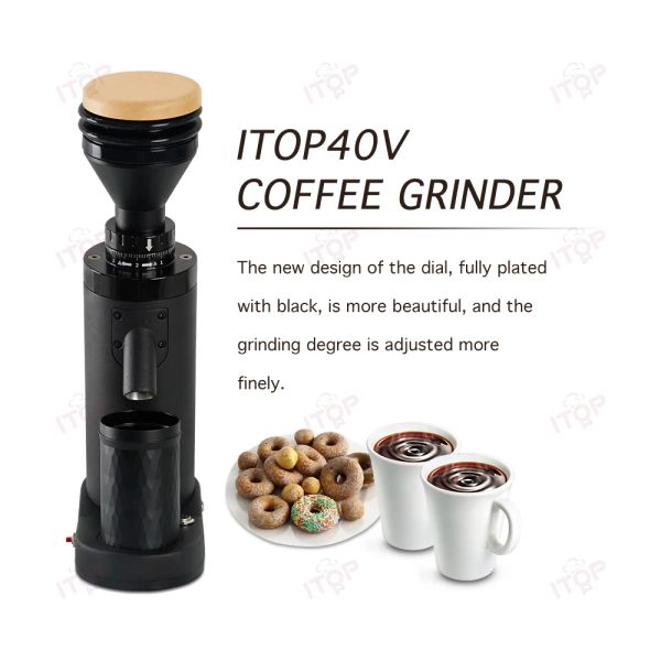 Tools ITOP40V Kaffeemühle, neues Design, Einstellrad für Feinheit, 40 mm konische Titangrate, verbesserte 8-Winkelgrate, SOE-Kaffeemühle