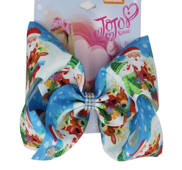 8pcs damla jojo siwa saç yayları Noel büyük 8 inç saç yayları timsah klipsleri ile Noel kızları için Hediyeler