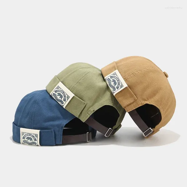 Berets Französisch Unisex Brimless Hut Männer Retro Schädel Kappe Docker Sailor Biker Beanie Einstellbare Sonnenhüte Vintage Harajuku