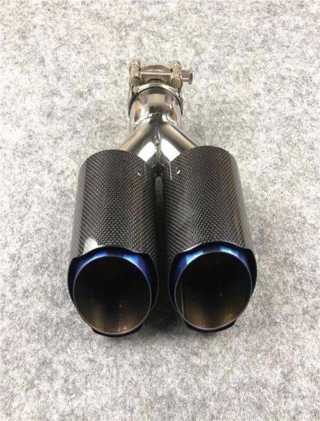 1 PC Auto Shiny Carbon Schalldämpfer Spitze Y Form Doppel Ausgang Auspuffrohr Für Akrapovic Schalldämpfer Düse Blau Edelstahl 8452987