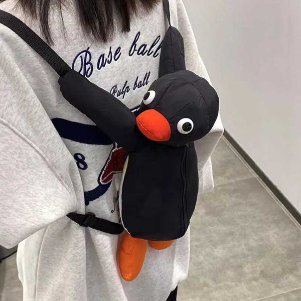 Peluş sırt çantaları 38cm sevimli karikatür penguen sırt çantası yumuşak doldurulmuş sevimli pingu peluş oyuncak hayvan omuz çantası çocuklar için kızlar doğum günü hediyeleri2403