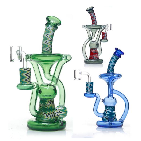 Phoenix 8 polegadas Recycler Oil Rig Glass Water Bongs Fumar Hookah Water Bong com American Northstar Glass Rod Cachimbos com um Quartz Banger