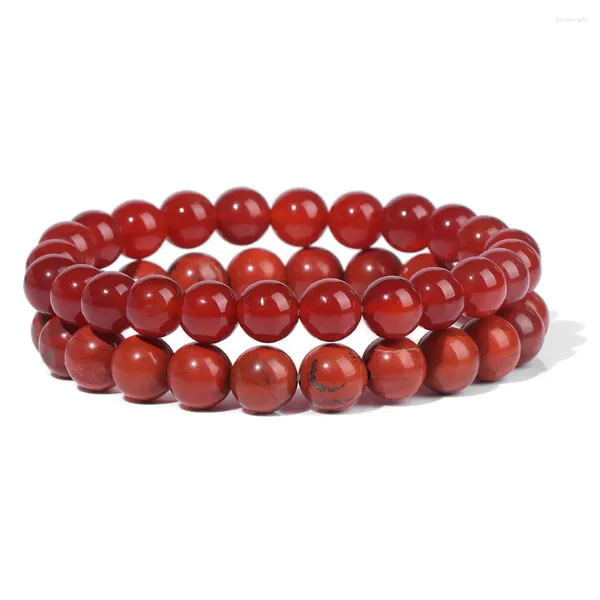 Strand 8mm ágata vermelha carnelian grânulo pulseira 2 pçs/set natural lava lapis lazuli pedra cura jóias presente para mulheres