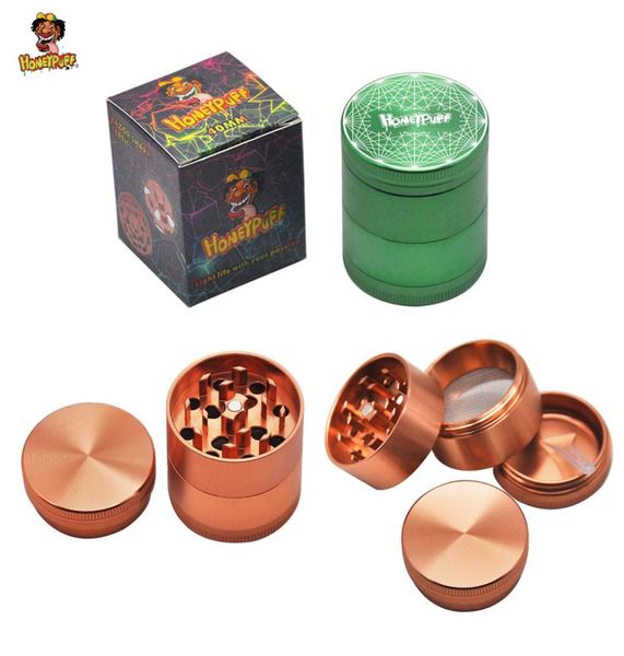 HONEYPUFF Diâmetro 40MM Estilo Fumar Herb Grinder 4 Piece Sharp Diamond Dentes Aeronave Alumínio Tobacco Grinder Dey Herb Accessor2531973