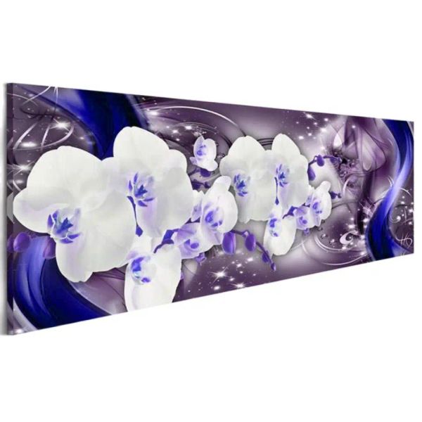 Ponto 5d arte diamante azul orquídea flor paisagem diamante bordado completo redondo quadrado diy pintura diamante ponto cruz a999