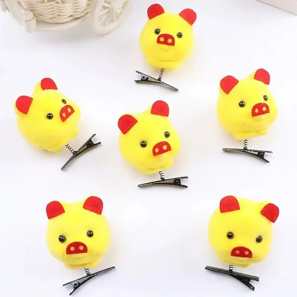 Аксессуары для волос 5pcs Ornament Pig Head Clip Creative Cartoon 3d Spring Bang Headwear Детская шпилька девочки