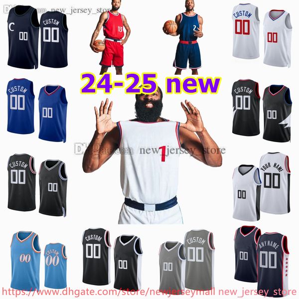 1 James Harden Jersey Custom 2024-25 bedruckte Basketball-Trikots Westbrook 2 Kawhi Leonard 13 Paul George Norman Powell Marcus Morris Nicolas Batum Ivica Zubac Shorts