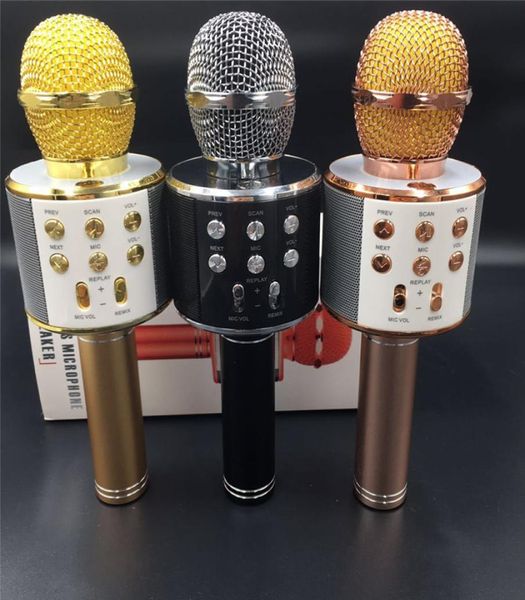 DHL WS858 Professionelle Bluetooth Drahtlose Mikrofon Lautsprecher Handmikrofon Karaoke Mic Musik Player Singen Recorder KTV Mi3113086