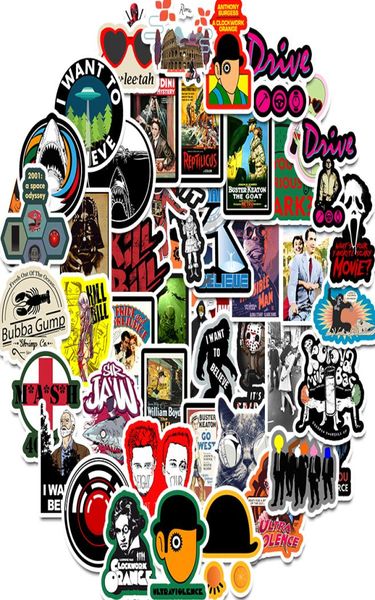 50 PCS Filme Adesivos JAWS Drive KILL BILL A Clockwork Laranja Adesivos À Prova D 'Água para Laptop Bagagem Skate Telefone Decals3720420