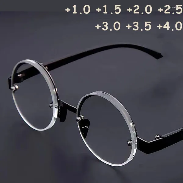 Óculos de sol unissex óculos de leitura vintage simples cristal redondo quadro presbiopia óculos lente clara terminado óculos ópticos dioptria