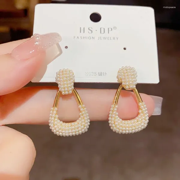 Stud Küpe Koreajapan tarzı takılar kadınlar için Basit İnci Moda Aksesuarları Hassas İçi Boş Geometrik